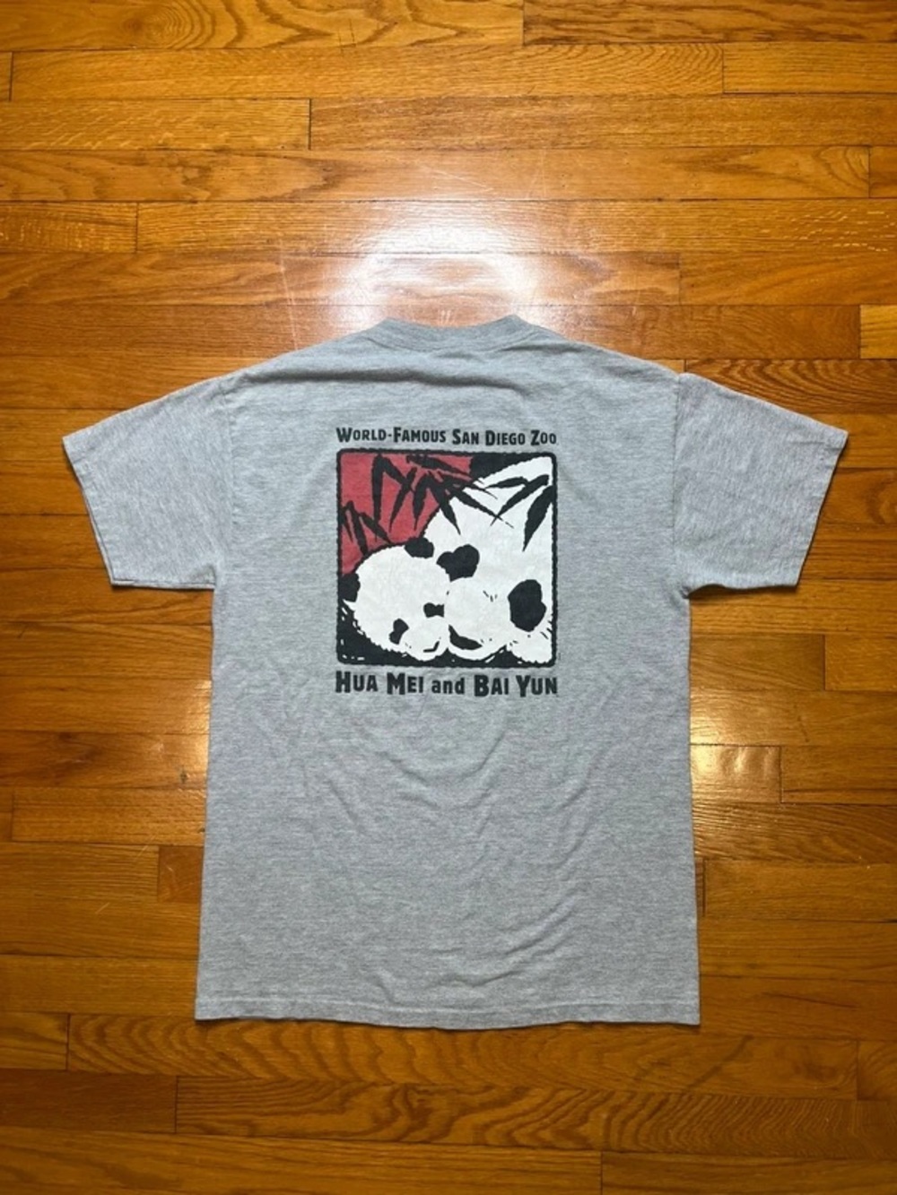 Gray Graphic Pocket Tee with Small Cartoon Print - Picture 2 of 5